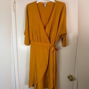 A New Day Mustard Wrap Dress -Small